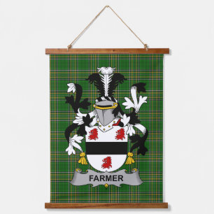 Tapiz Con Marco De Madera Escudo de Armas de Granjero Irlandés Cresta de la