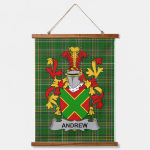 Tapiz Con Marco De Madera Escudo de Armas de la Familia Andrew Irlandés