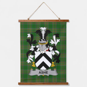 Tapiz Con Marco De Madera Escudo de Armas de la Familia Ashe Irlandesa Crest