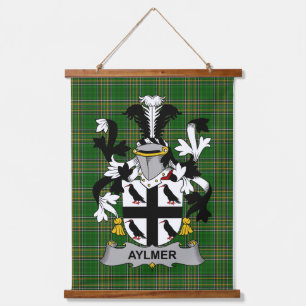 Tapiz Con Marco De Madera Escudo de Armas de la Familia Aylmer Irlandés Cres