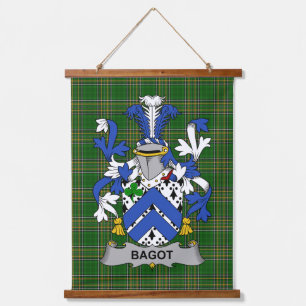 Tapiz Con Marco De Madera Escudo de Armas de la Familia Bagot Irlandés Crest
