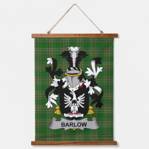Tapiz Con Marco De Madera Escudo de Armas de la Familia Barlow Irlandesa Cre