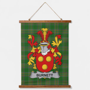 Tapiz Con Marco De Madera Escudo de Armas de la Familia Burnett Irlandés Cre