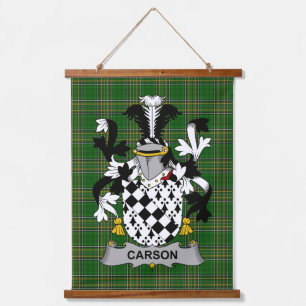 Tapiz Con Marco De Madera Escudo de Armas de la Familia Carson Irlandés Cres