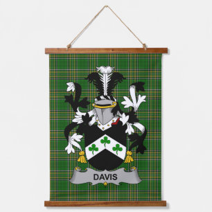 Tapiz Con Marco De Madera Escudo de Armas de la Familia Davis Irlandés