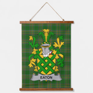 Tapiz Con Marco De Madera Escudo de Armas de la Familia Eaton Irlandesa Cres