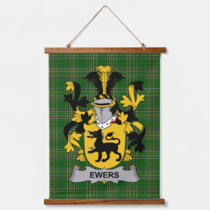 Tapiz Con Marco De Madera Escudo de Armas de la Familia Ewers Irlandés