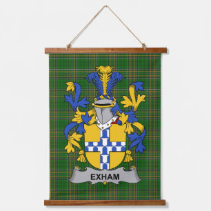 Tapiz Con Marco De Madera Escudo de Armas de la Familia Exham Irlandesa