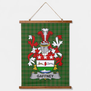 Tapiz Con Marco De Madera Escudo de Armas de la Familia Gaffney Irlandés Cre