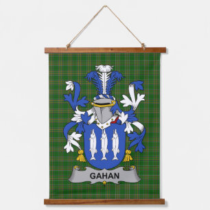 Tapiz Con Marco De Madera Escudo de Armas de la Familia Gahan o McGahan Cres