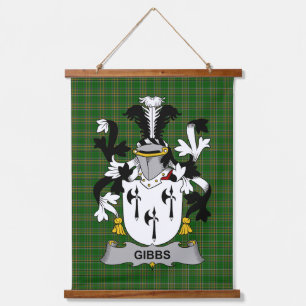 Tapiz Con Marco De Madera Escudo de Armas de la Familia Gibbs Irlandesa