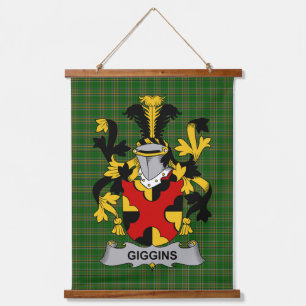 Tapiz Con Marco De Madera Escudo de Armas de la Familia Giggins Irlandés