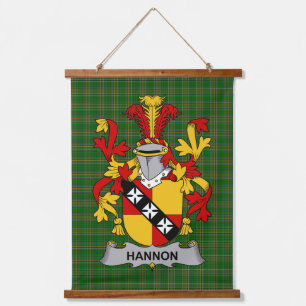 Tapiz Con Marco De Madera Escudo de Armas de la Familia Hannon o O_Hannon Ir