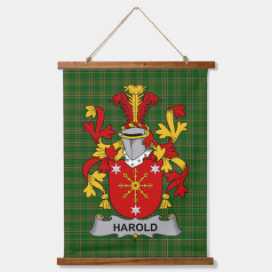 Tapiz Con Marco De Madera Escudo de Armas de la familia Harold o Harrell irl
