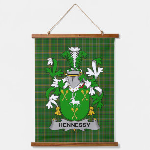 Tapiz Con Marco De Madera Escudo de Armas de la Familia Hennessy irlandesa o