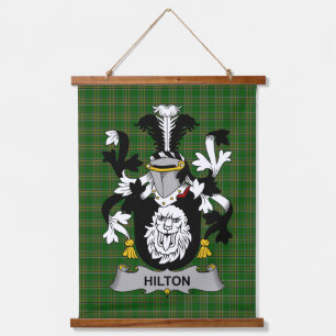 Tapiz Con Marco De Madera Escudo de Armas de la Familia Hilton Irlandés