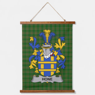 Tapiz Con Marco De Madera Escudo de Armas de la Familia Hone o O_Hone Irland