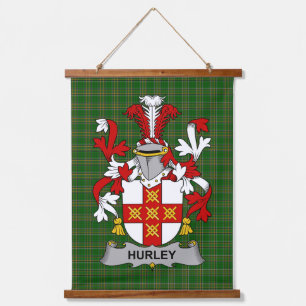 Tapiz Con Marco De Madera Escudo de Armas de la Familia Hurley Irlandesa o O