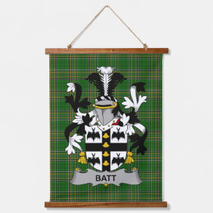 Tapiz Con Marco De Madera Escudo de Armas de la Familia Irish Batt Cresta