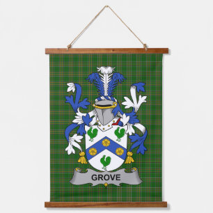 Tapiz Con Marco De Madera Escudo de Armas de la Familia Irish Grove