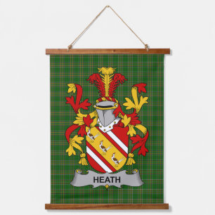 Tapiz Con Marco De Madera Escudo de Armas de la Familia Irish Heath Crest