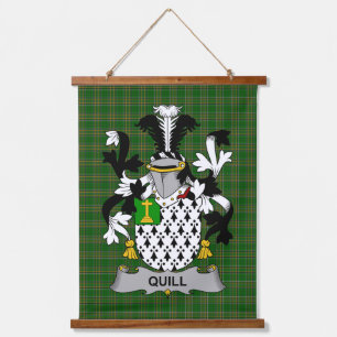 Tapiz Con Marco De Madera Escudo de Armas de la Familia Irish Quill