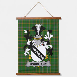Tapiz Con Marco De Madera Escudo de Armas de la Familia Irish Ushburne