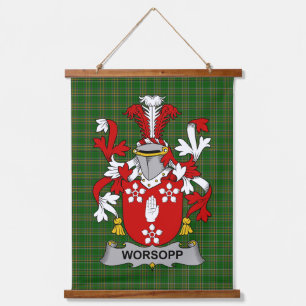 Tapiz Con Marco De Madera Escudo de Armas de la Familia Irish Worsopp Cresta