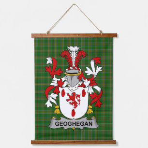 Tapiz Con Marco De Madera Escudo de Armas de la Familia Irlandesa Geoghegan 