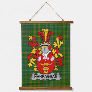 Tapiz Con Marco De Madera Escudo de Armas de la Familia Irlandesa Hanraghan 