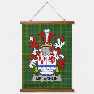 Tapiz Con Marco De Madera Escudo de Armas de la familia irlandesa Melaghlin 