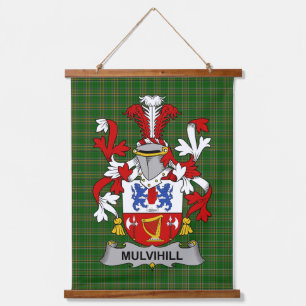 Tapiz Con Marco De Madera Escudo de Armas de la Familia Irlandesa Mulvihill 
