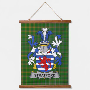 Tapiz Con Marco De Madera Escudo de Armas de la Familia Irlandesa Stratford