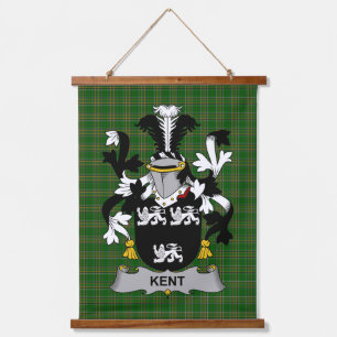 Tapiz Con Marco De Madera Escudo de Armas de la Familia Kent Irlandés