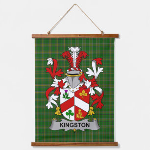 Tapiz Con Marco De Madera Escudo de Armas de la Familia Kingston Irlandesa