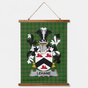Tapiz Con Marco De Madera Escudo de Armas de la familia Lehane irlandés o O_