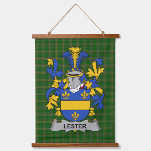 Tapiz Con Marco De Madera Escudo de Armas de la Familia Lester o McAlester I