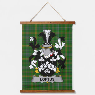 Tapiz Con Marco De Madera Escudo de Armas de la Familia Loftus Irlandesa Cre