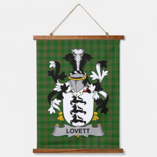 Tapiz Con Marco De Madera Escudo de Armas de la Familia Lovett Irlandés Cres