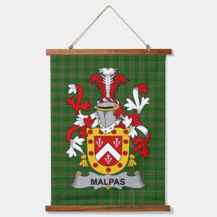Tapiz Con Marco De Madera Escudo de Armas de la Familia Malpas Irlandés