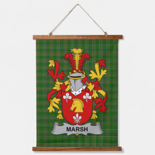 Tapiz Con Marco De Madera Escudo de Armas de la Familia Marsh Irlandesa