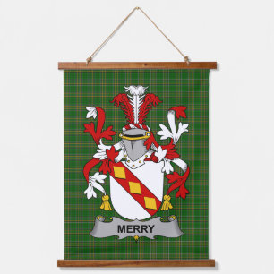 Tapiz Con Marco De Madera Escudo de Armas de la Familia Merry o O_Merry Irla