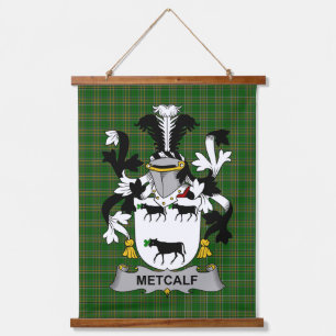 Tapiz Con Marco De Madera Escudo de Armas de la Familia Metcalf o Metcalfe I