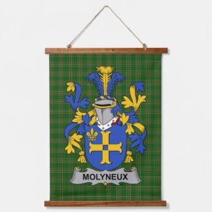 Tapiz Con Marco De Madera Escudo de Armas de la Familia Molyneux Irlandés