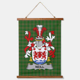 Tapiz Con Marco De Madera Escudo de Armas de la Familia Neill o O_Neill Irla