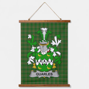 Tapiz Con Marco De Madera Escudo de Armas de la Familia Quarles Irlandesa