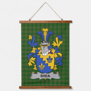 Tapiz Con Marco De Madera Escudo de Armas de la Familia Shea o O_Shee Irland