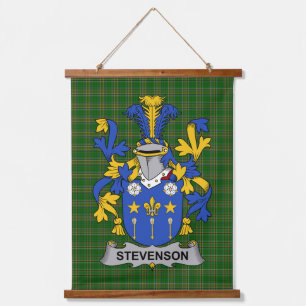 Tapiz Con Marco De Madera Escudo de Armas de la Familia Stevenson Irlandés