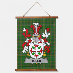 Tapiz Con Marco De Madera Escudo de Armas de la Familia Toler o Toller Irlan