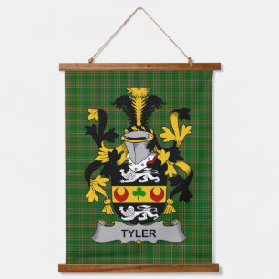 Tapiz Con Marco De Madera Escudo de Armas de la Familia Tyler Irlandés Crest
